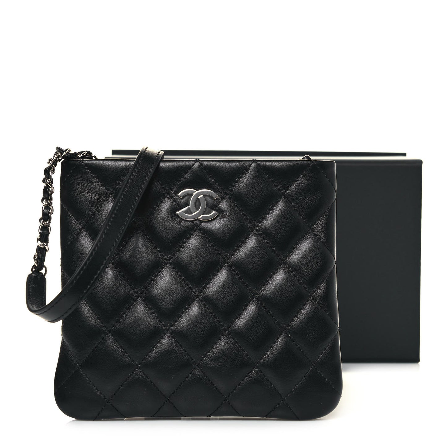 Lambskin Quilted Crossbody Bag Black