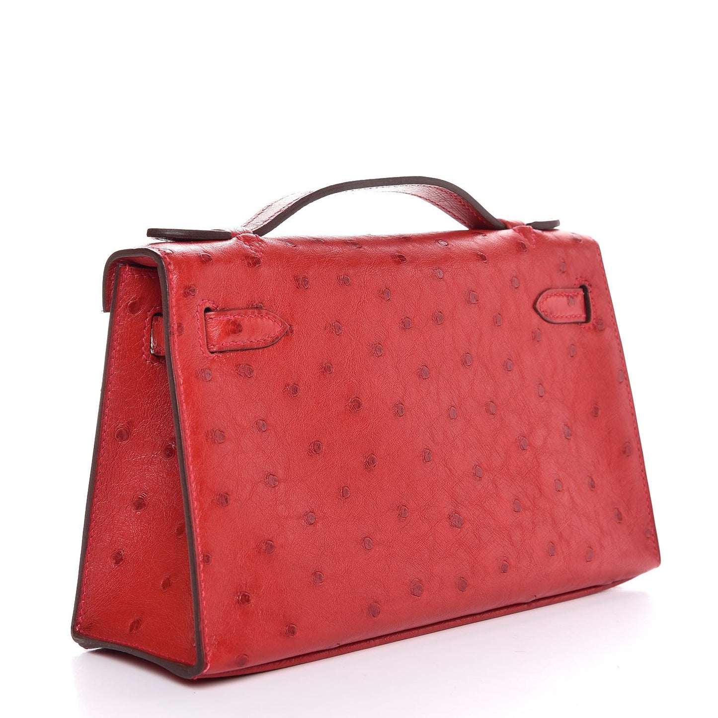 Ostrich Kelly Pochette Rouge Vif