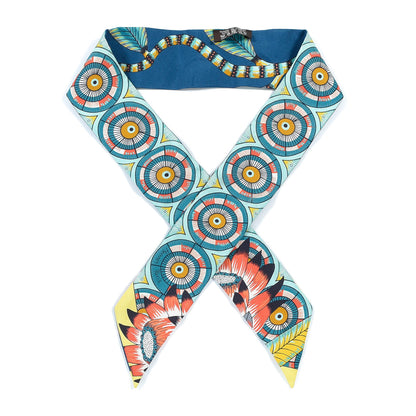 Hermes Silk The Savana Dance Twilly Turquoise Petrole Jaune 1 of 6