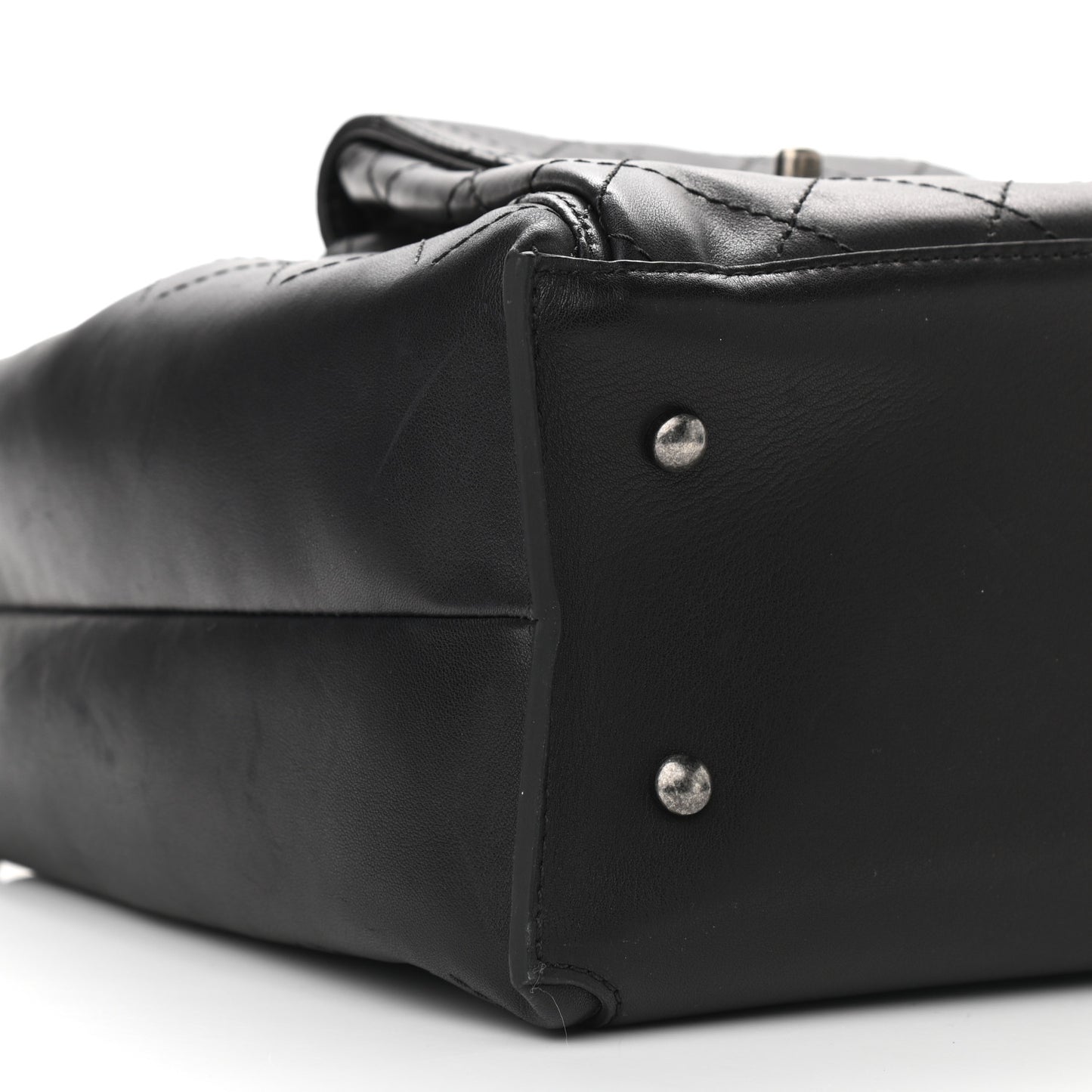Calfskin Stitched Medium Urban Luxury Drawstring Backpack Black
