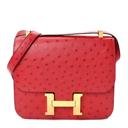 Hermes Ostrich Constance 24 Rouge Vif 1 of 9