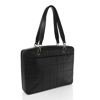 Chanel Caviar Chocolate Bar Quilted Laptop Briefcase Bag Black 2 of 7
