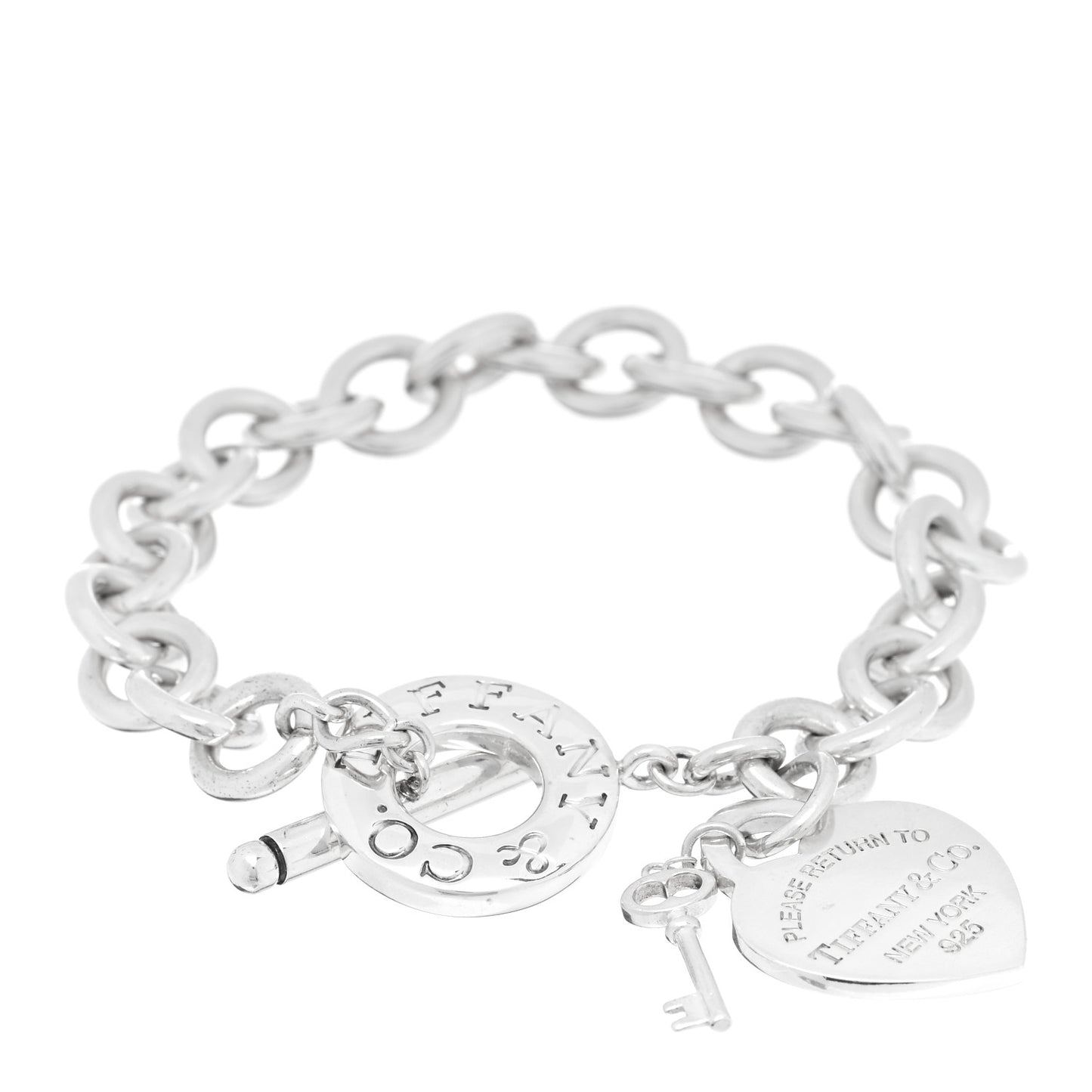 Sterling Silver Return to Tiffany Heart Tag Key Charm Bracelet