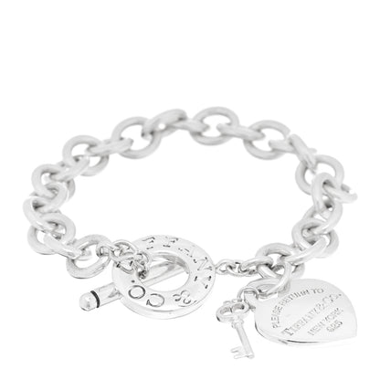 Tiffany Sterling Silver Return to Tiffany Heart Tag Key Charm Bracelet 1 of 4