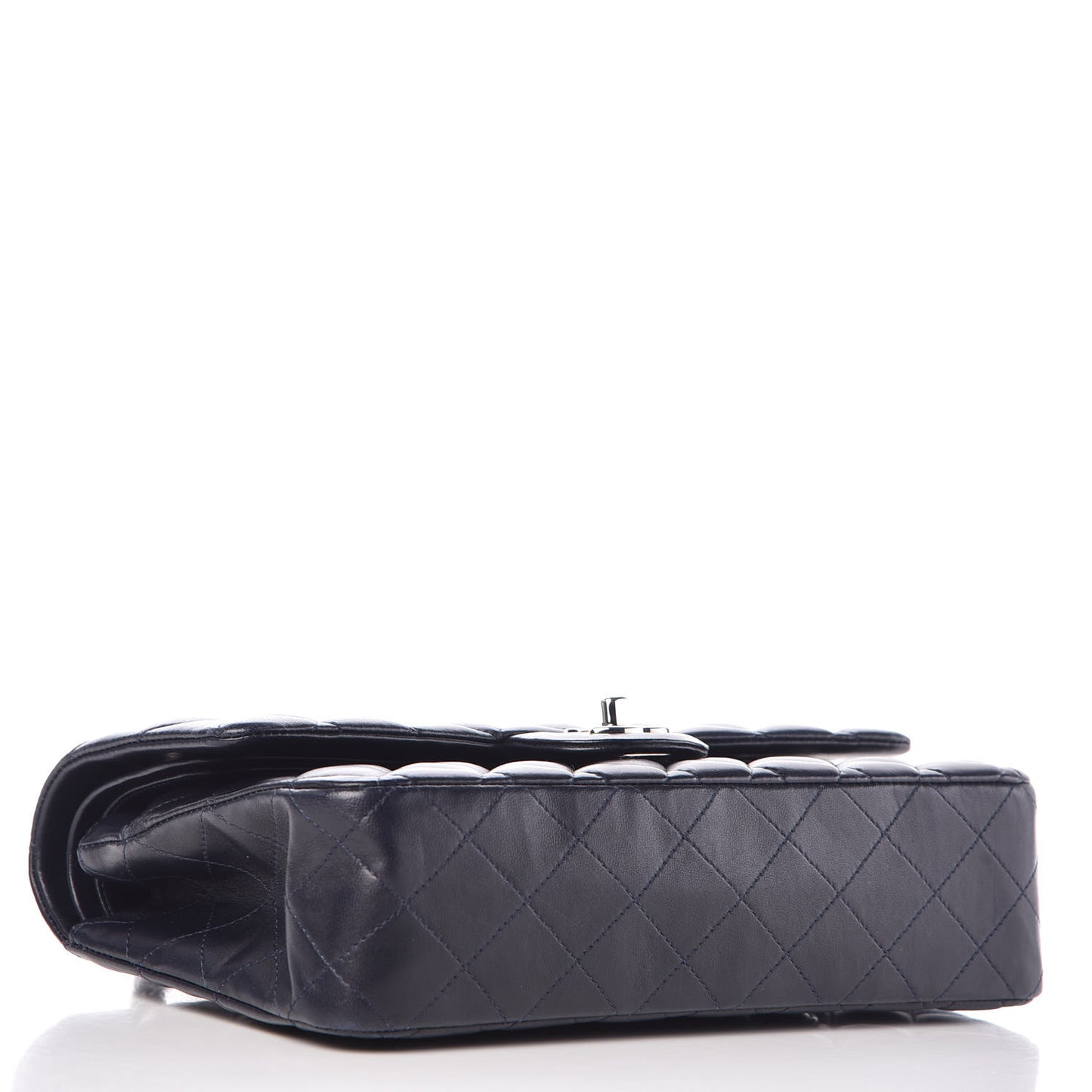 Lambskin Quilted Medium Double Flap Navy