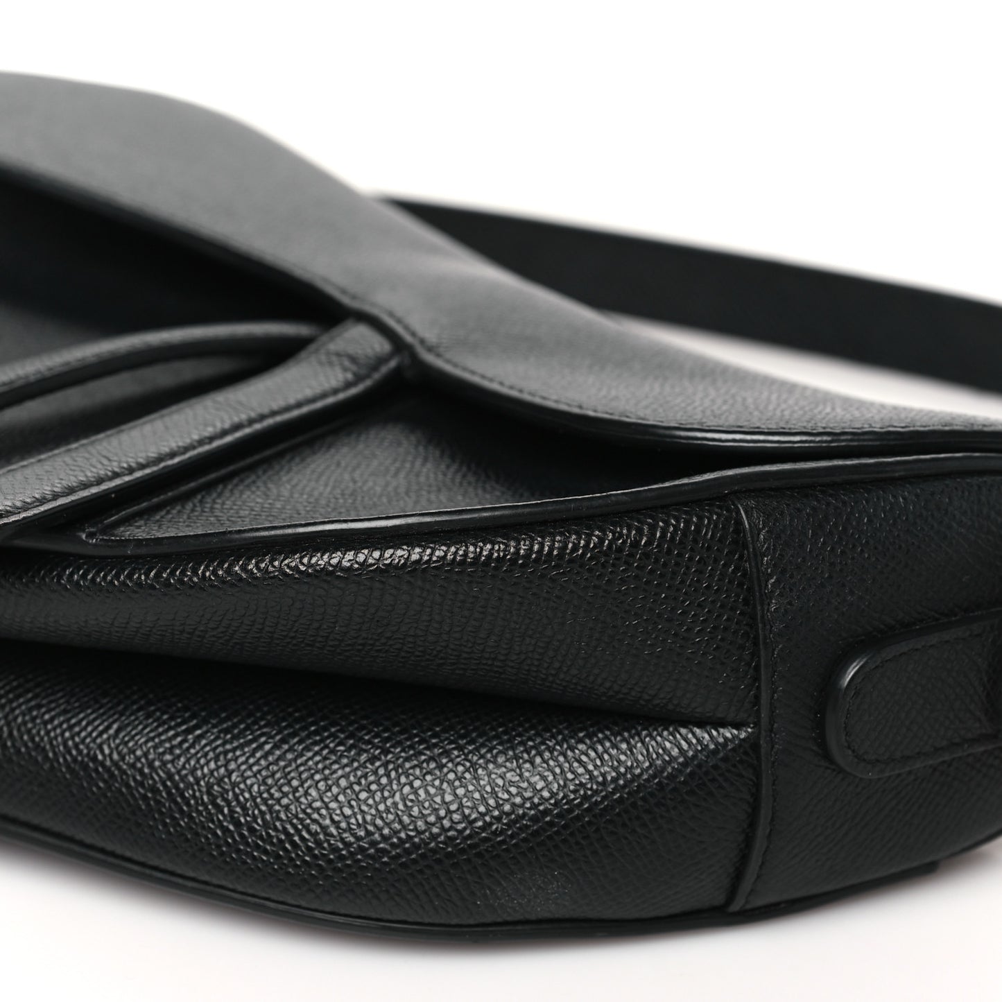 Grained Calfskin Saddle Bag Black