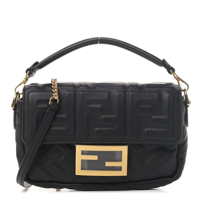 Fendi Nappa FF 1974 Embossed Mini Baguette Black 1 of 4