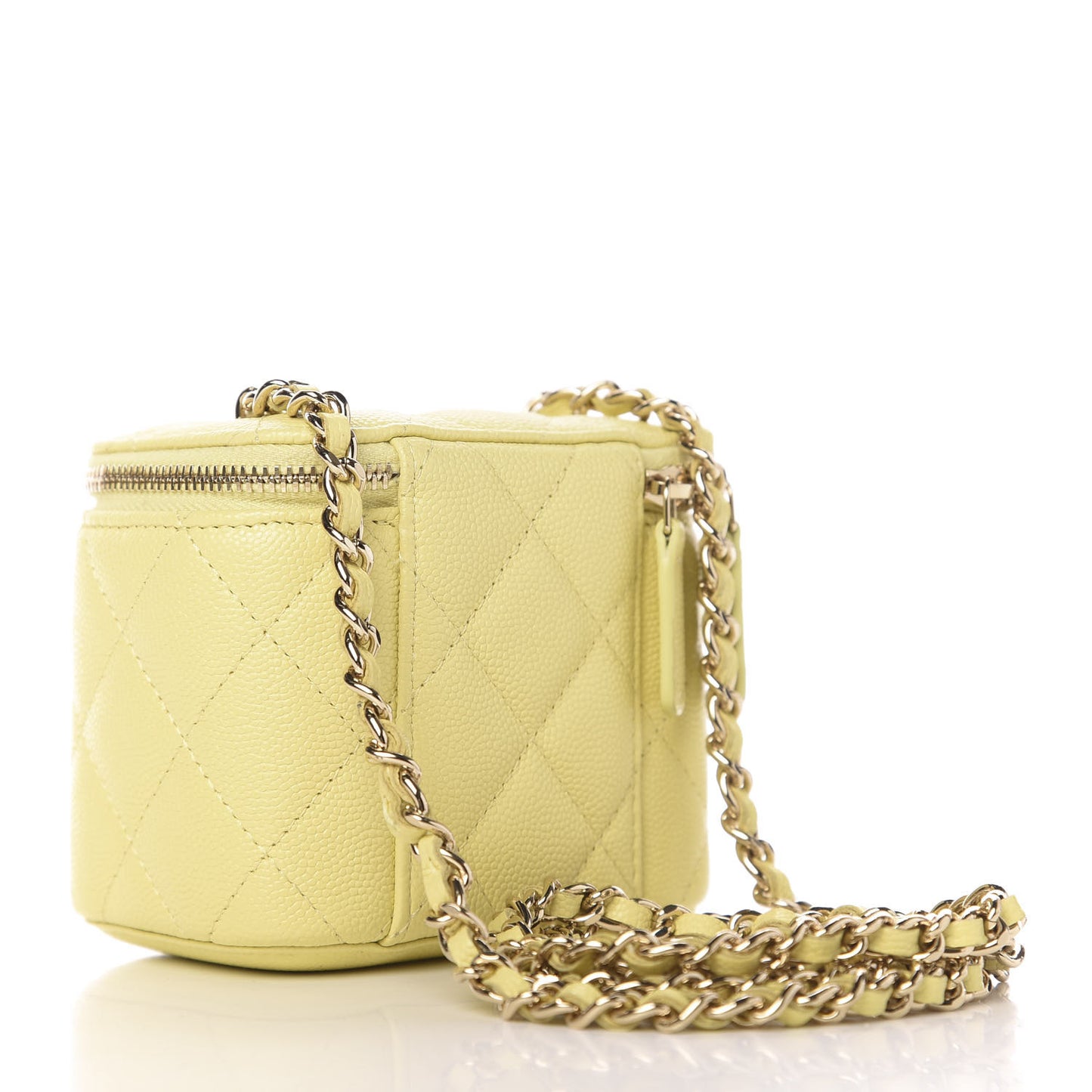 Caviar Quilted Mini Vanity Case With Chain Yellow