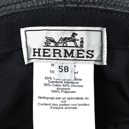 Hermes Cerf Deerskin Calvi Bucket Hat 58 Black 4 of 7