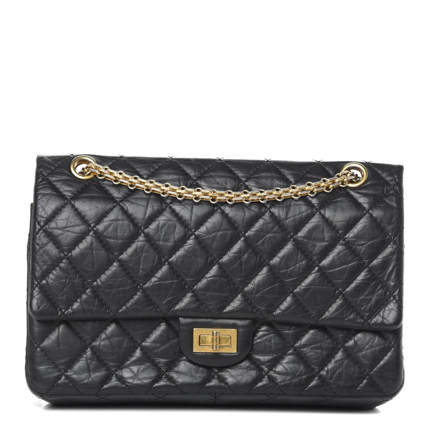 Aged Calfskin Quilted 2.55 Reissue 226 Flap Black
