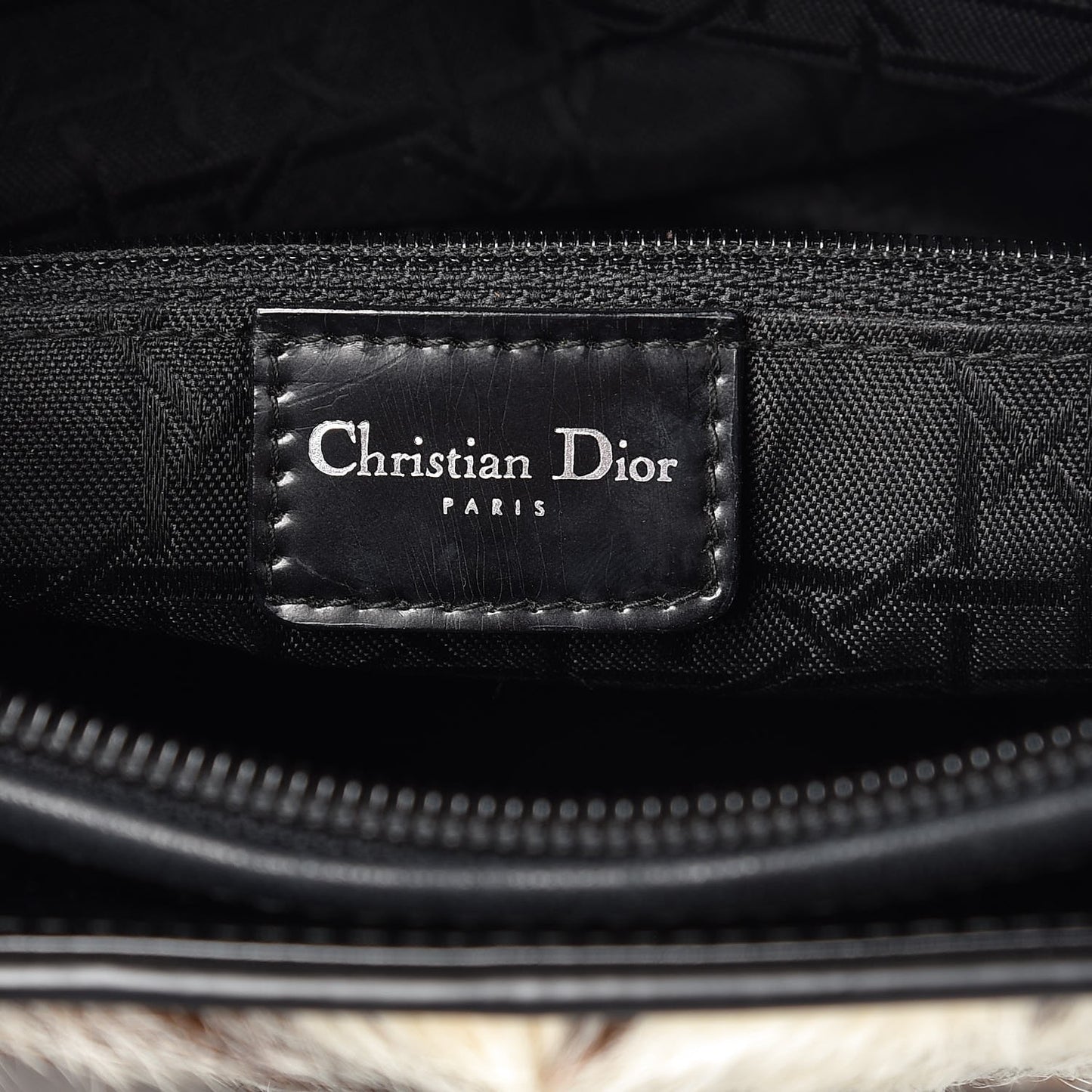 Patent Pony Hair Deer Print Large Lady Dior Black