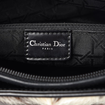Christian Dior Patent Pony Hair Deer Print Large Lady Dior Black 7 of 9