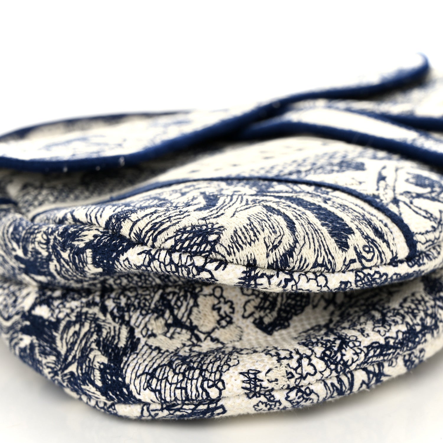 Christian Dior Canvas Embroidered Toile de Jouy Saddle Bag Blue 9 of 10