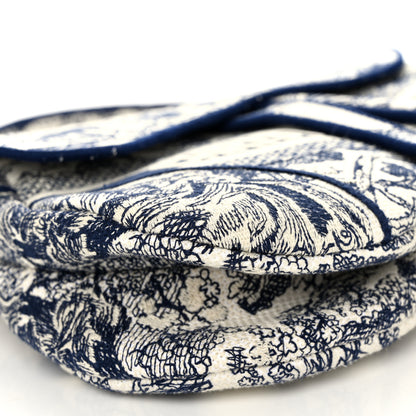 Christian Dior Canvas Embroidered Toile de Jouy Saddle Bag Blue 9 of 10