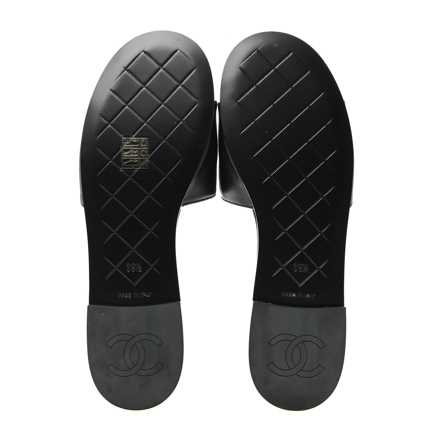 Lambskin Quilted Turnlock Flat Mules 39 Black 39.5 Black