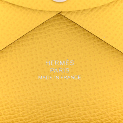 Hermes Epsom Calvi Duo Card Case Jaune De Naples 6 of 10