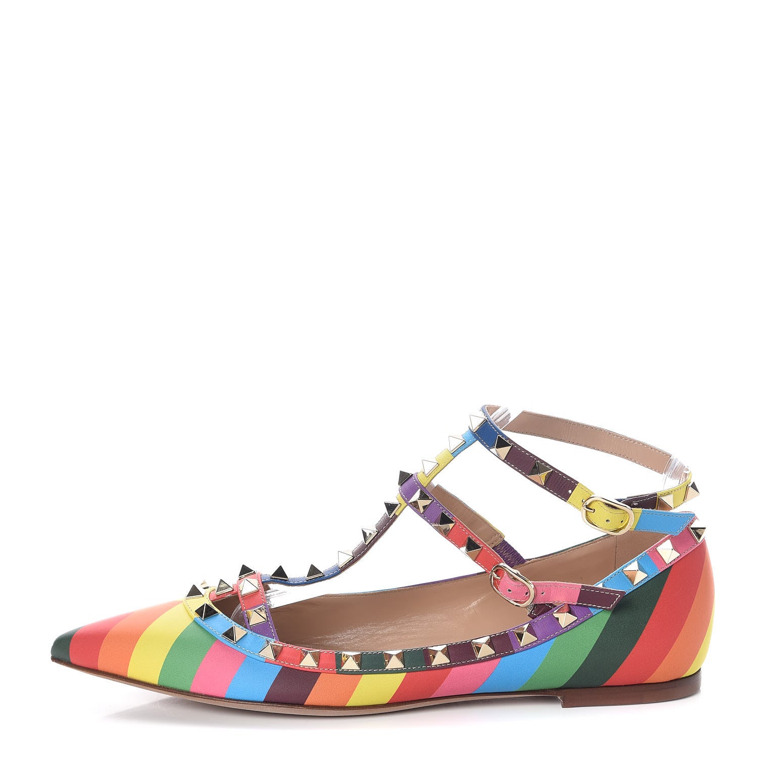 Valentino Garavani Calfskin Ballerina Rockstud Cage Ballerina Flats 39 Multicolor 1 of 7