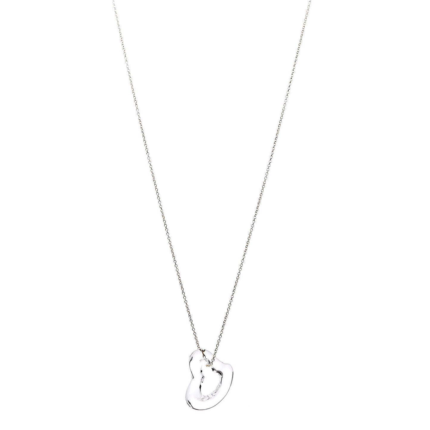 18K Yellow Gold Rock Crystal Quartz Elsa Peretti Open Heart Necklace