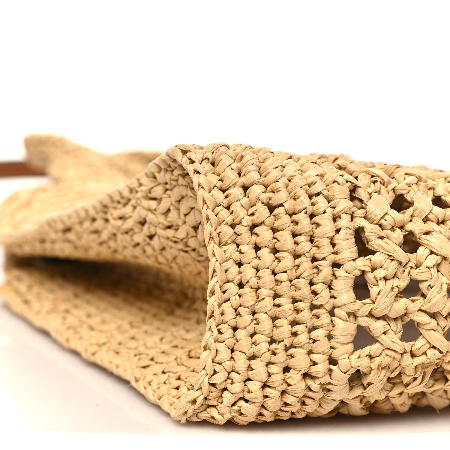 Miu Miu Raffia Crochet Woven Tote Bag Beige 9 of 10