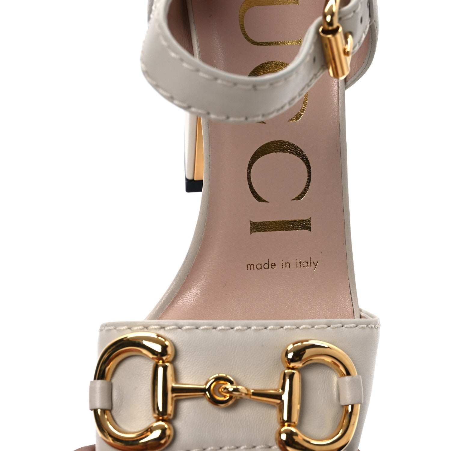 Gucci Nappa Horsebit Cross Strap 95mm Sandals 35 Mystic White 9 of 14