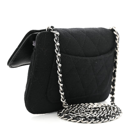 Chanel Jersey Fabric Quilted Foldable Tote With Chain Black Multicolor 5 of 19