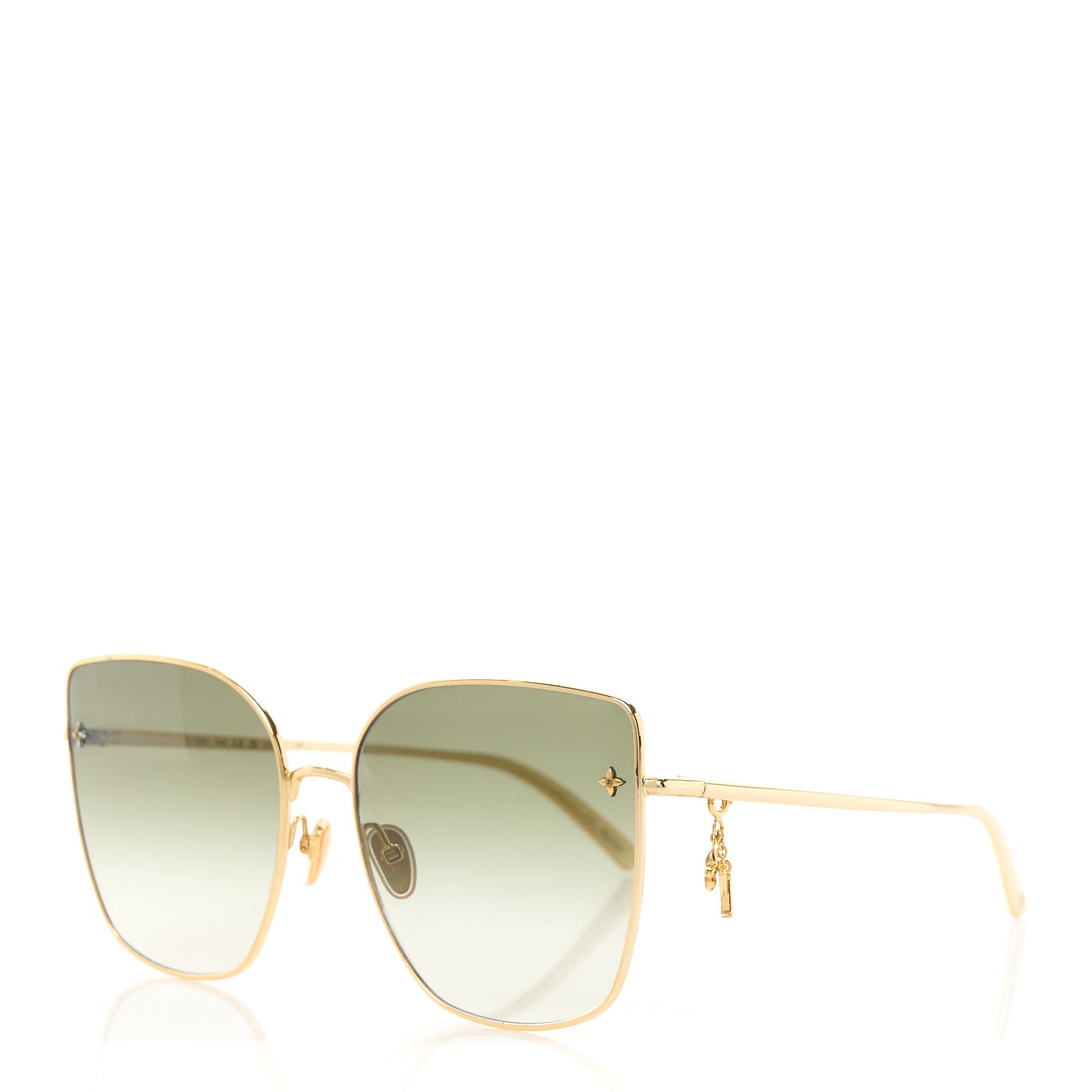 Louis Vuitton LOUIS VUITTON Metal LV Charm Cat Eye Sunglasses Z1720U Gold 1 of 10