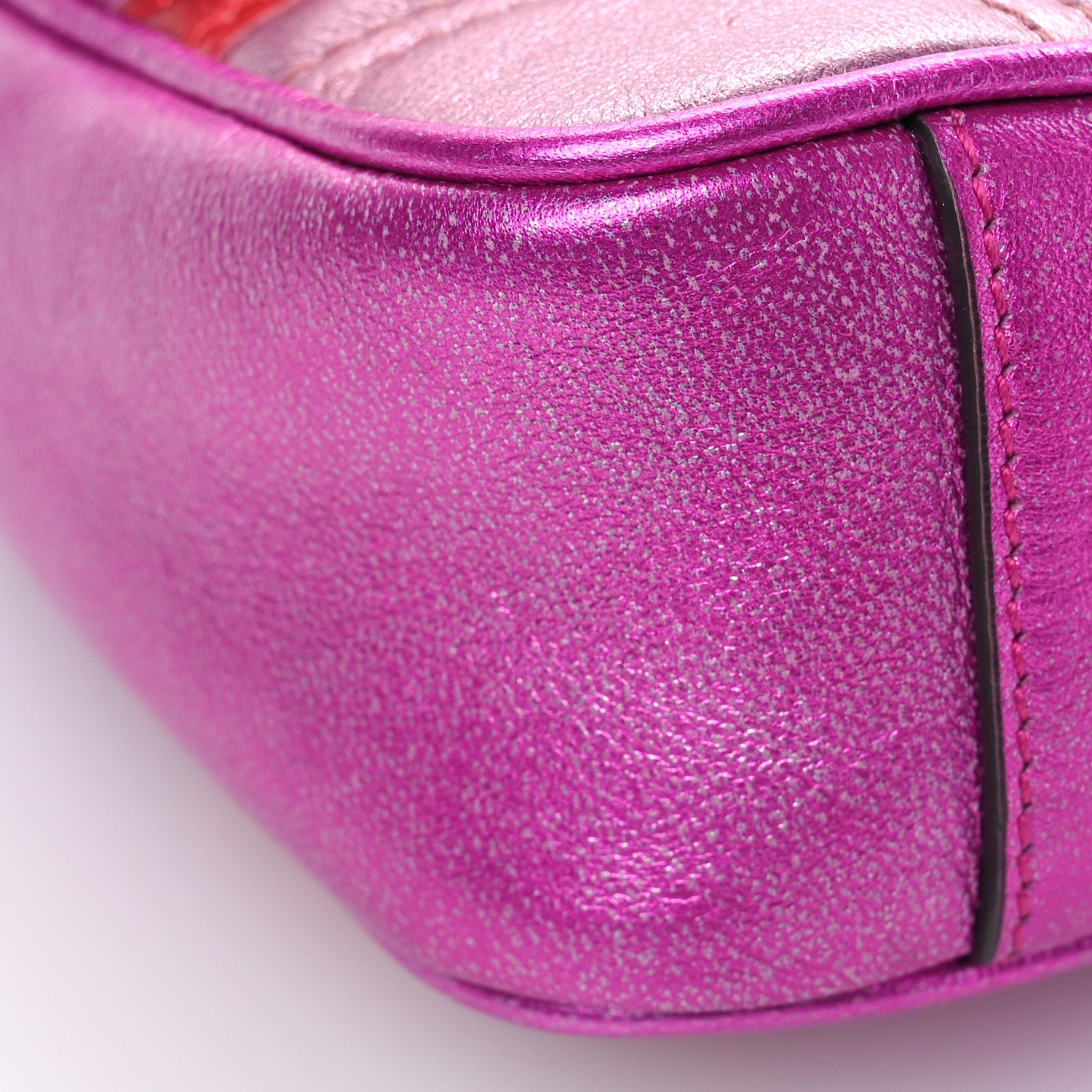 Gucci Metallic Calfskin Matelasse Mini GG Marmont Shoulder Bag Fuchsia 9 of 10