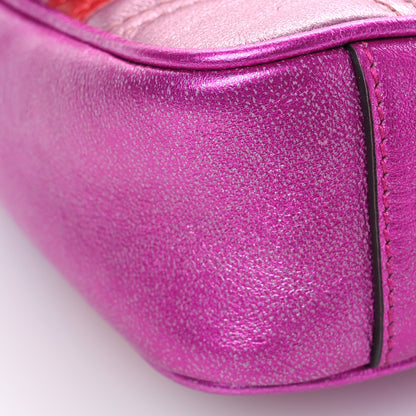 Gucci Metallic Calfskin Matelasse Mini GG Marmont Shoulder Bag Fuchsia 9 of 10
