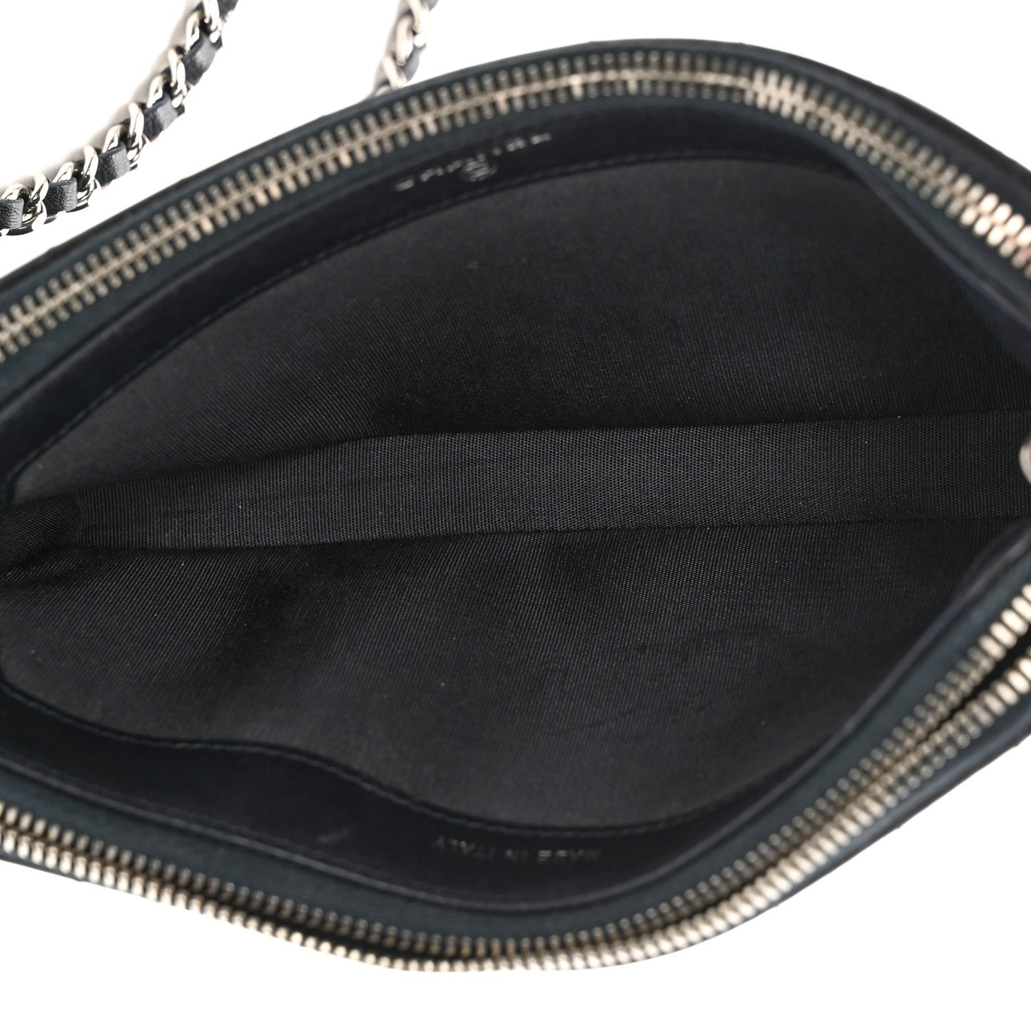 Calfskin Chevron Quilted Tassel Clutch With Chain Navy