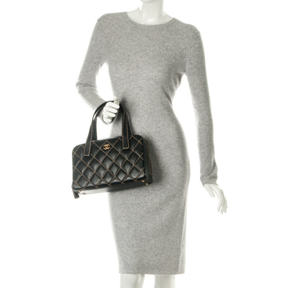 Chanel Calfskin Contrast Stitch Surpique Bowler Black 2 of 8