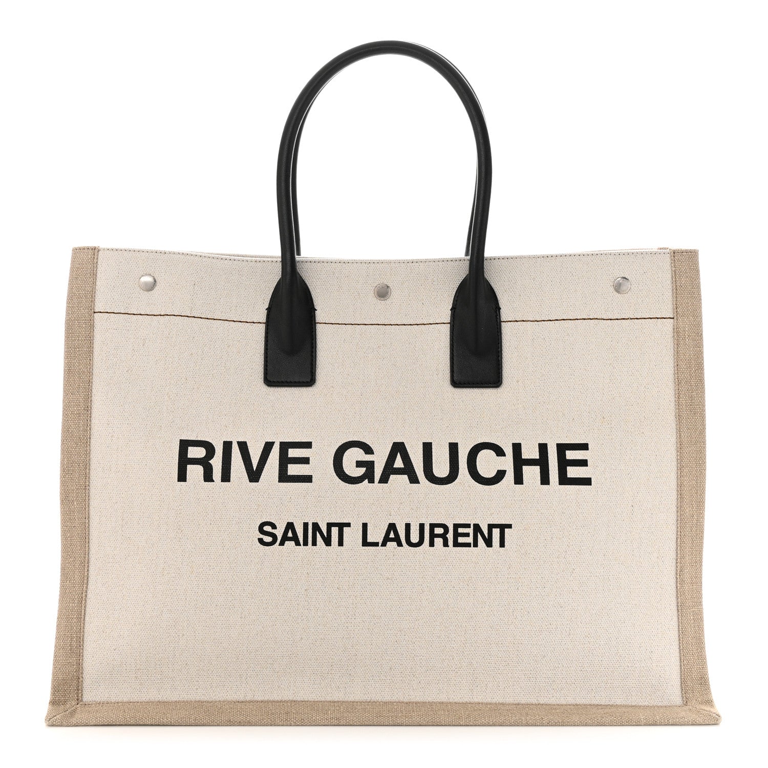 Saint Laurent Linen Calfskin Rive Gauche Tote Optic White 1 of 9