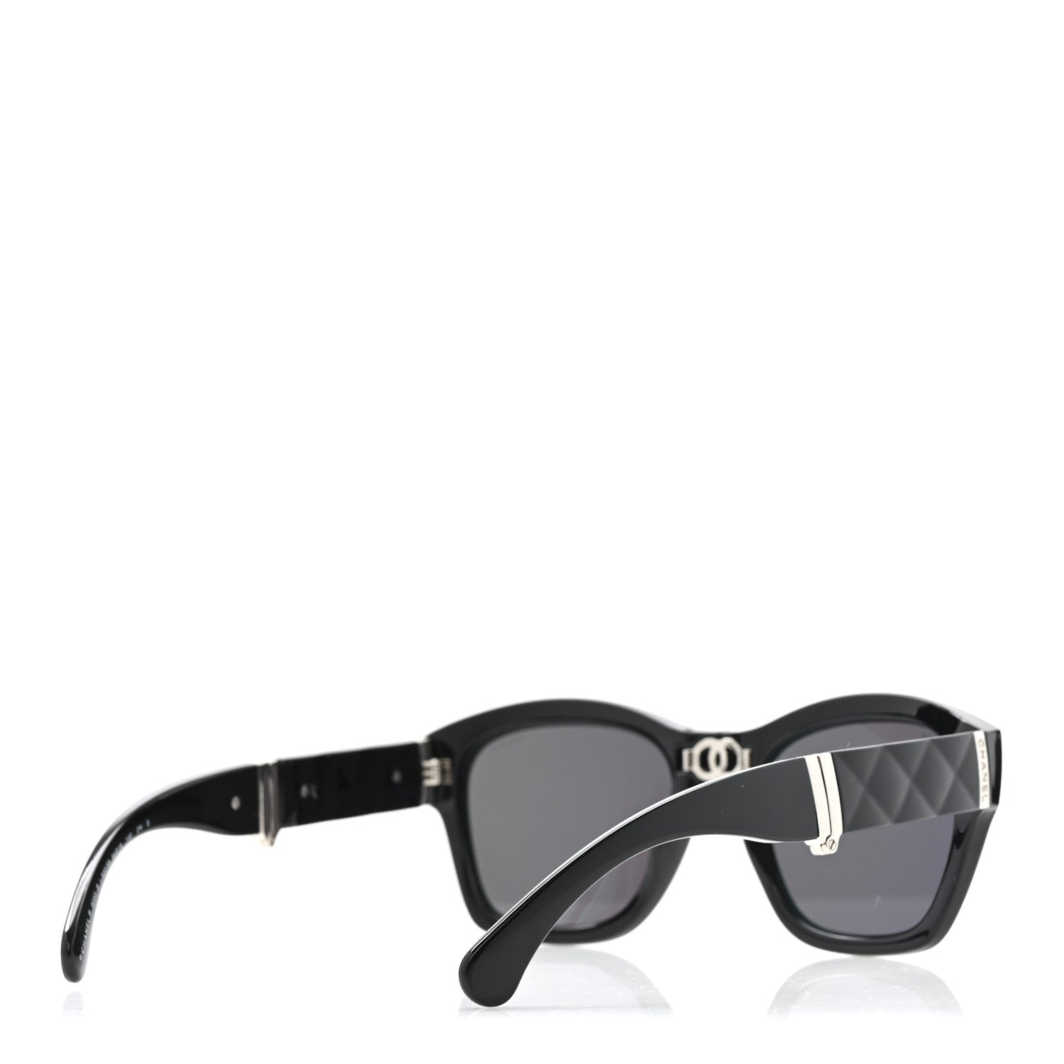 Chanel Acetate Metal Crystal Square Folding Sunglasses 6055-B Black 4 of 8