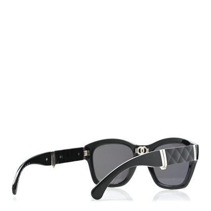 Chanel Acetate Metal Crystal Square Folding Sunglasses 6055-B Black 4 of 8