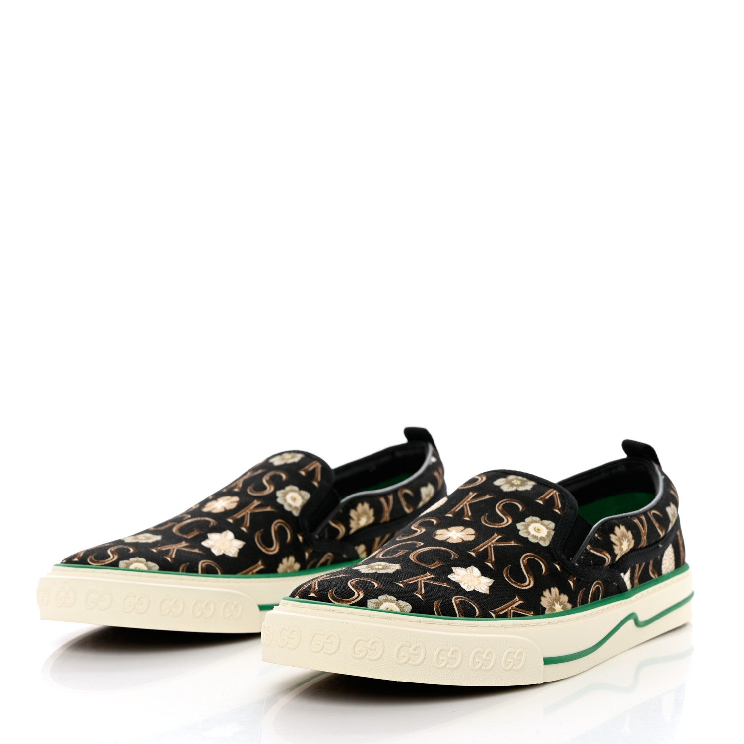 Gucci X KEN SCOTT Canvas Floral Print Mens Tennis 1977 Slip On Sneakers 10 Black Ivory 3 of 8