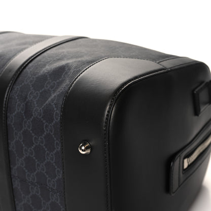 Gucci Soft GG Supreme Monogram Appia Calfskin Web Medium Carry On Duffle Bag Black Grey 10 of 10