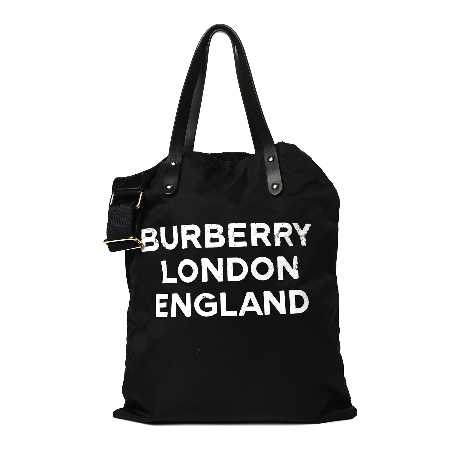 Burberry Nylon London England Print Logo Flat Tote Black 1 of 13