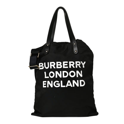 Burberry Nylon London England Print Logo Flat Tote Black 1 of 13