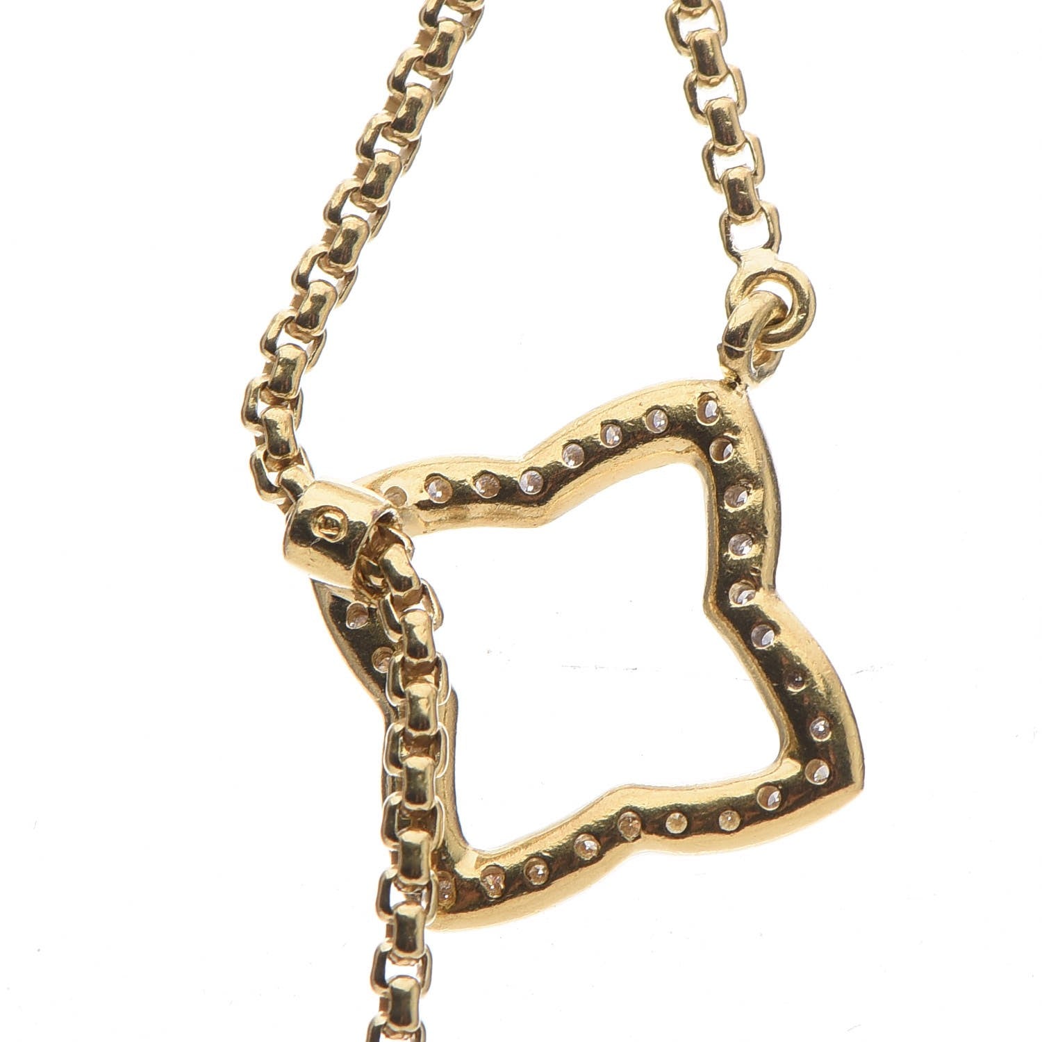 David Yurman 18K Yellow Gold Diamond Quatrefoil Lariat Necklace 6 of 6