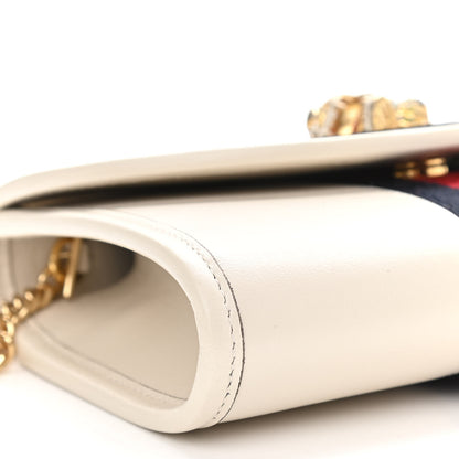 Gucci Textured Calfskin Web Mini Rajah Slim Flap Shoulder Bag Mystic White 9 of 10