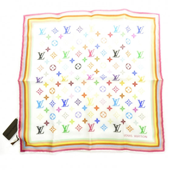 Louis Vuitton Silk Monogram Multicolor Scarf White 1 of 3