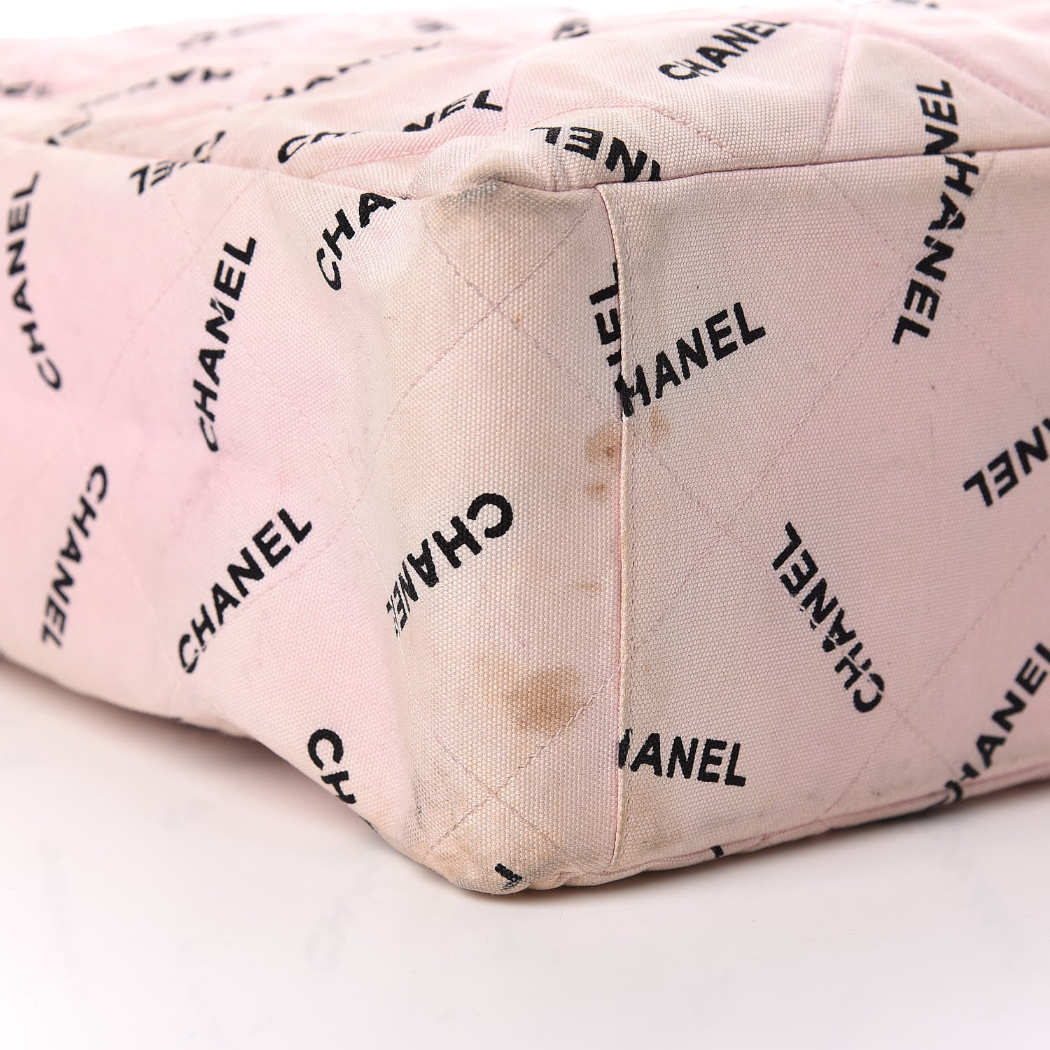 Chanel Canvas Quilted Printed Logo Tote Pink Black 11 of 24
