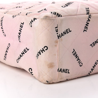 Chanel Canvas Quilted Printed Logo Tote Pink Black 11 of 24