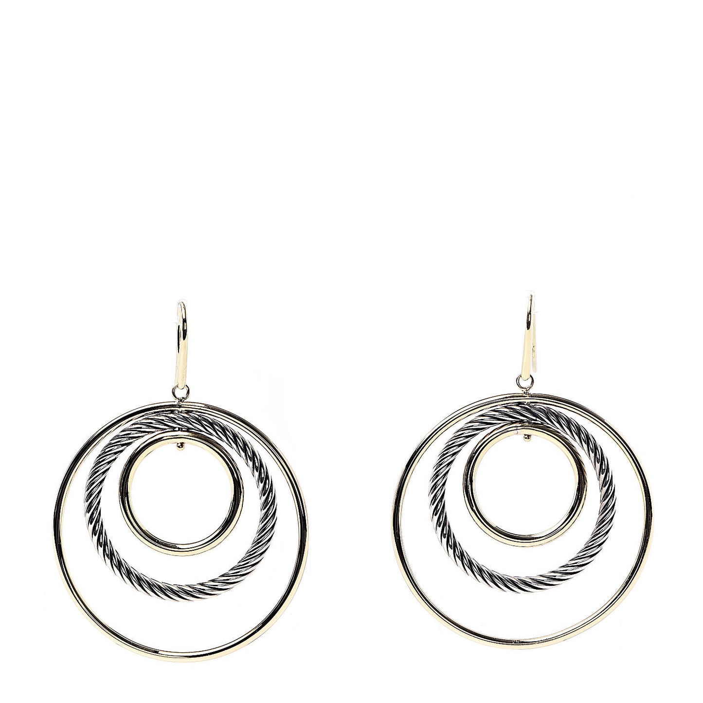 Sterling Silver 18K Yellow Gold Mobile Triple Circle Earrings
