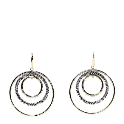 David Yurman Sterling Silver 18K Yellow Gold Mobile Triple Circle Earrings 1 of 4