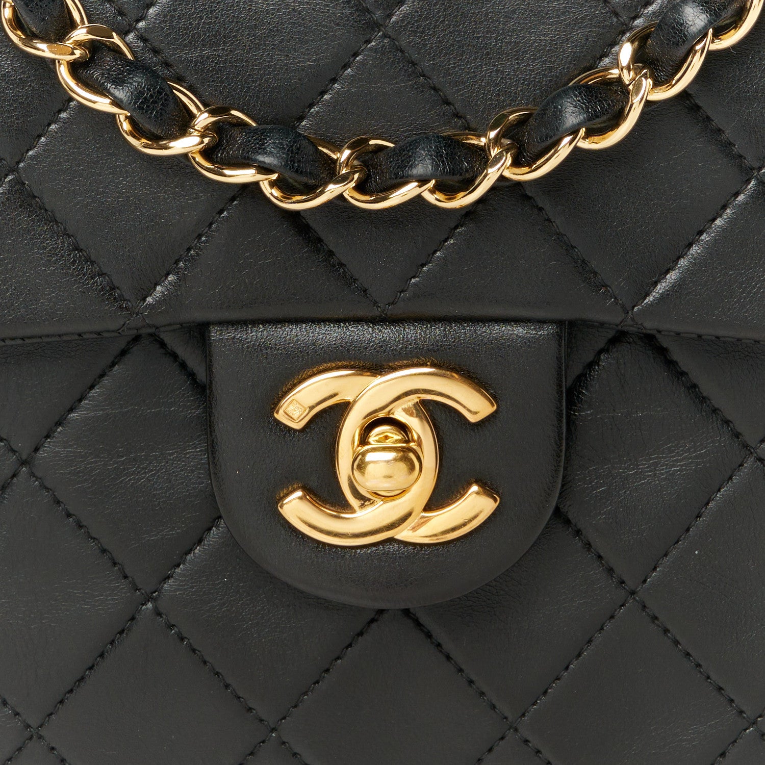 Chanel Lambskin Quilted Mini Square Flap Black 10 of 12