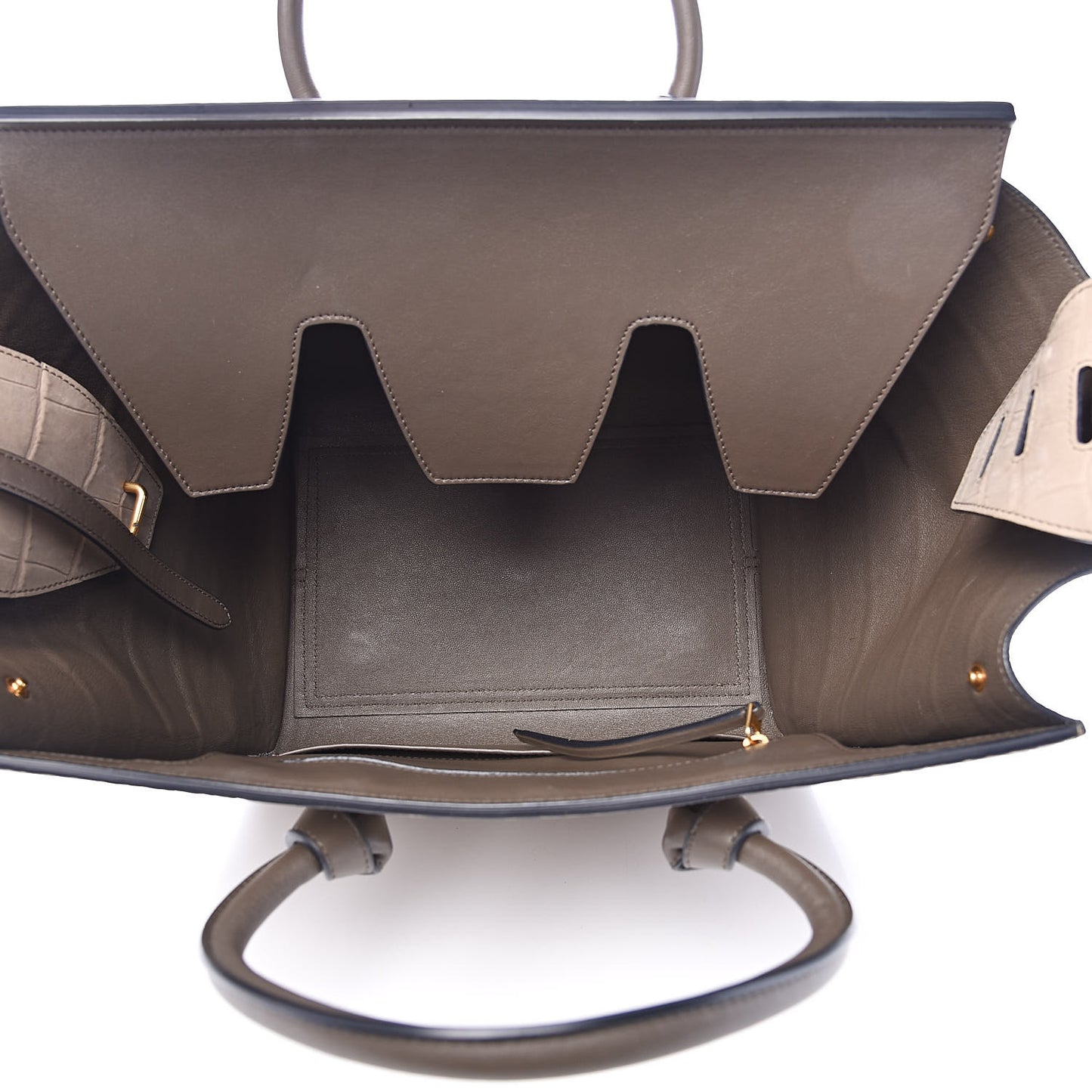 Crocodile Embossed Nubuck Calfskin Small Tie Knot Tote Grey