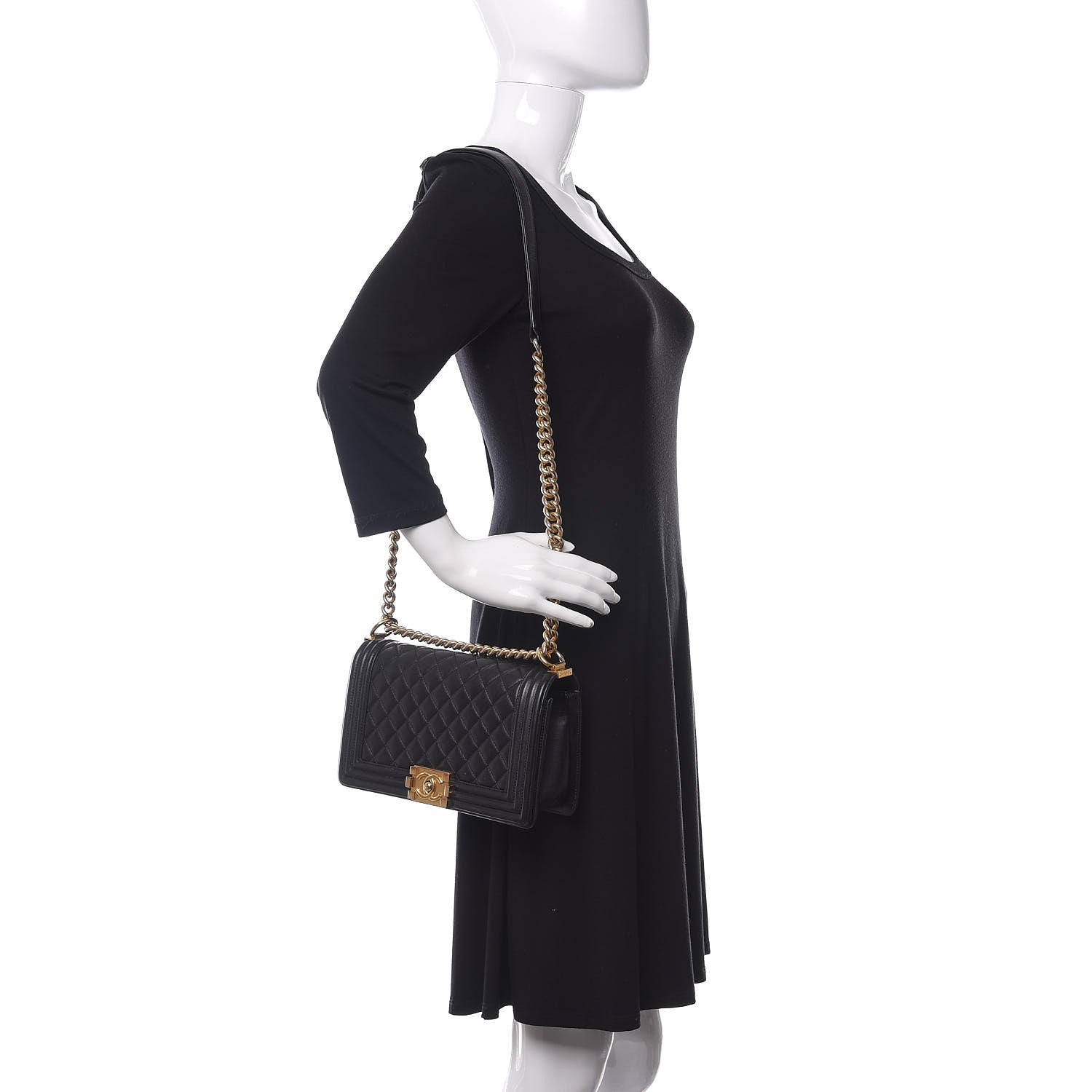 Chanel Calfskin Quilted Medium Boy Flap Black 2 of 14