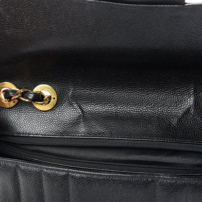 Chanel Caviar Vertical Quilted Jumbo Single Flap Black 16 of 19