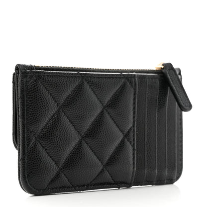Chanel Caviar Quilted Flap Zip Card Holder Black 4 of 8