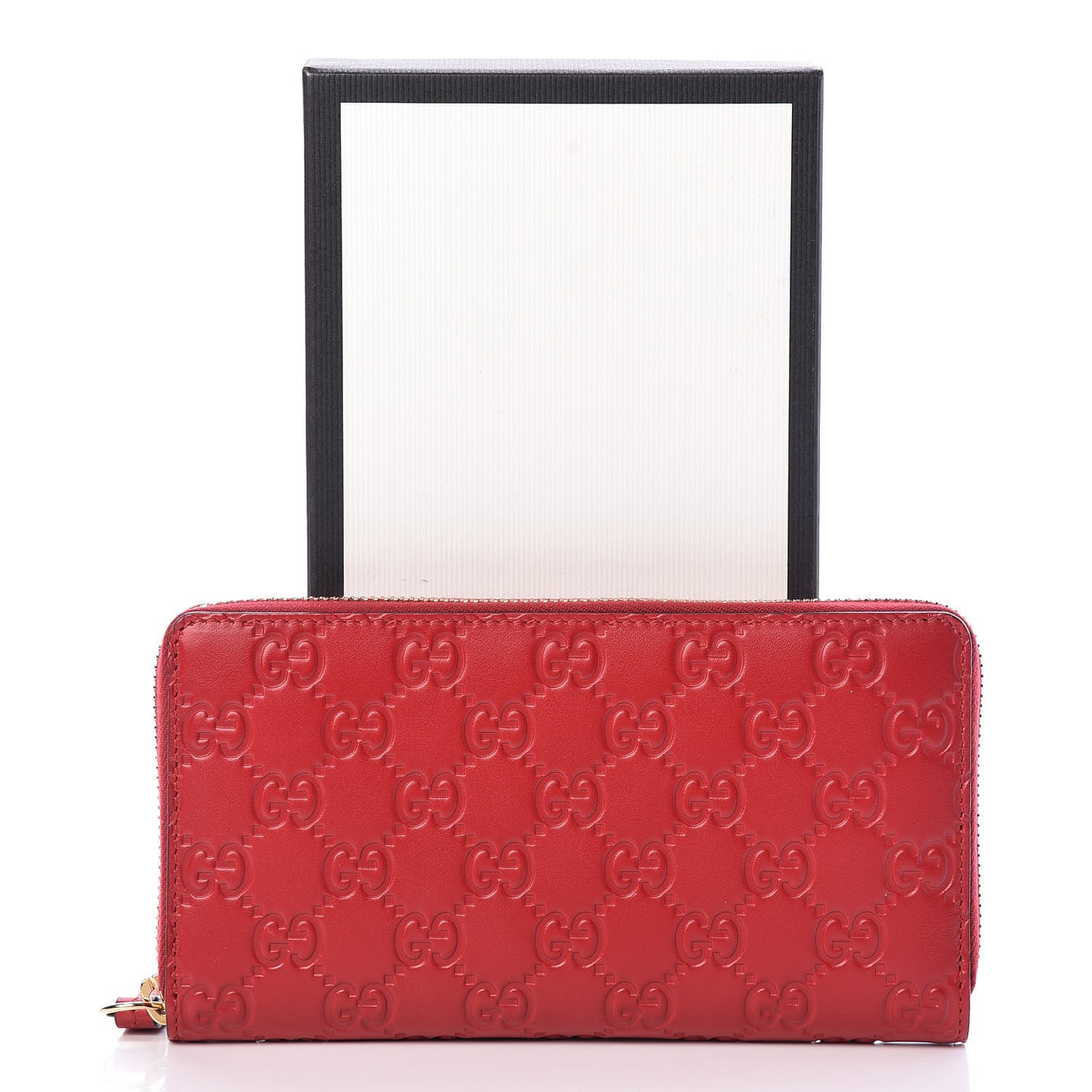 Guccissima Signature Zip Around Wallet Hibiscus Red